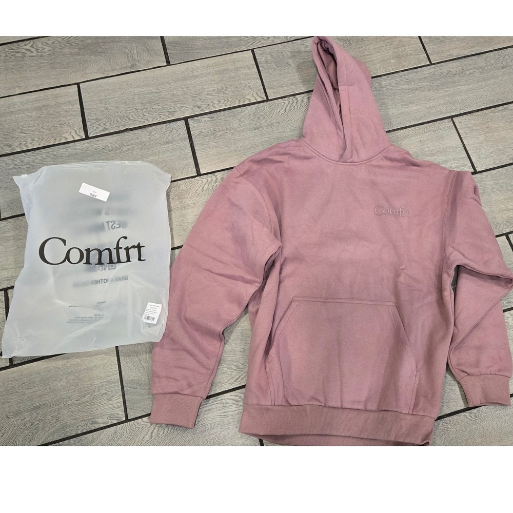 Comfrt Minimalist Hoodie Orchid Pink CT022 Pullover Sweatshirt Mens Size M NEW